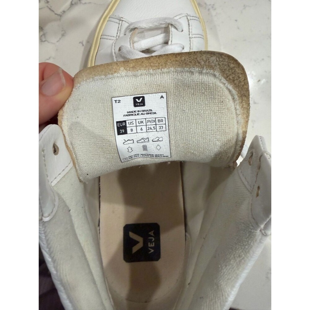 Veja White High-Top Sneaker with Cream Sole - Picture 3 of 10